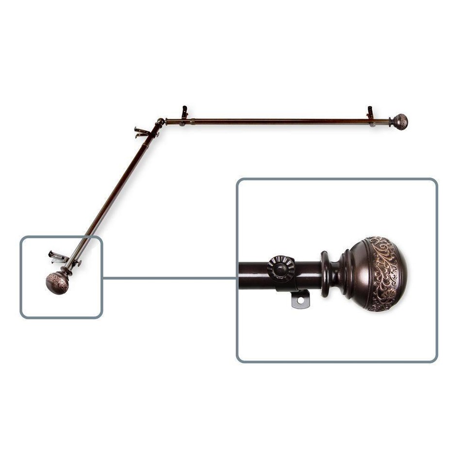 Unbranded Single Curtain Rods Douglas Corner Window Curtain Rod Cocoa