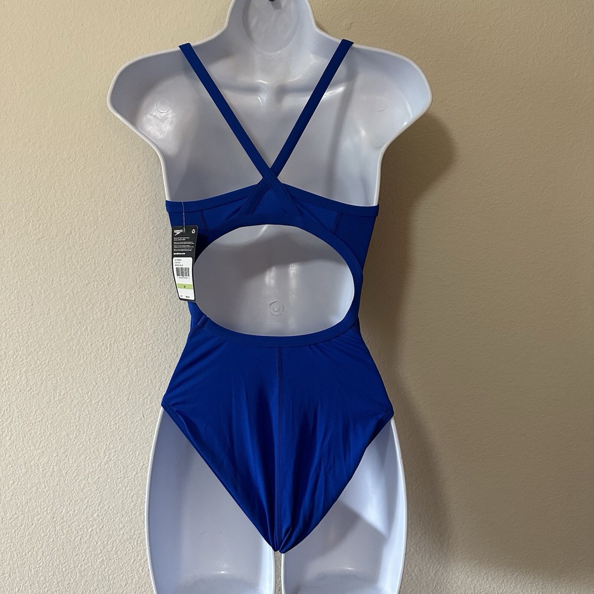 Speedo Blue Women One Piece Swimsuit Flyback Training Competitive