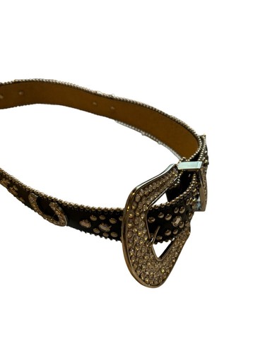 Angel Ranch Western Girls Youth XL Horseshoe Rhinestone Studded Brown Belt New - Picture 4 of 4