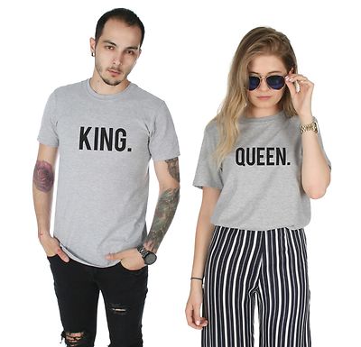 King and Queen Matching T-shirt T-shirts Set Top Funny Valentines Day His Hers