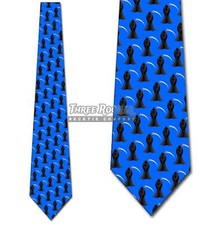 Grim Reaper Repeat Blue Ties Halloween Tie Men's Scary Ties