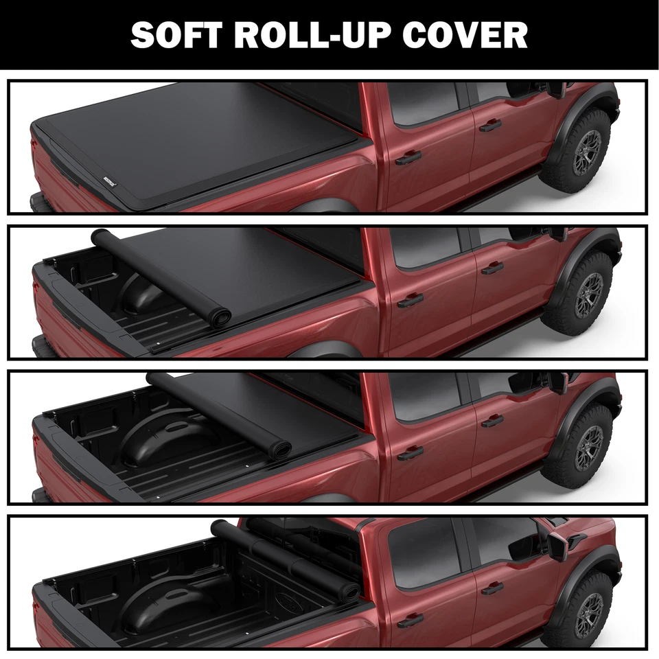 6FT Roll Up Tonneau Cover For 1982-1993 Chevrolet S10 GMC S15 Truck Bed W/ Led Foto 4 de 4