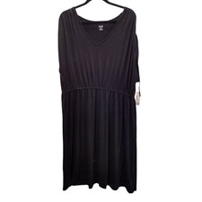 NWT a.n.a black pleated V-Neck short sleeve midi dress