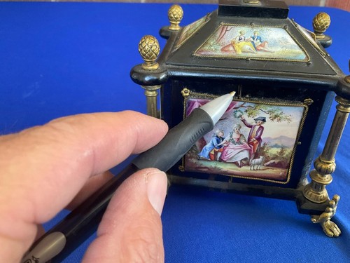 ANTIQUE Viennese Austrian ENAMEL JEWELRY BOX CASKET WITH ENAMEL PANELS - Picture 7 of 12