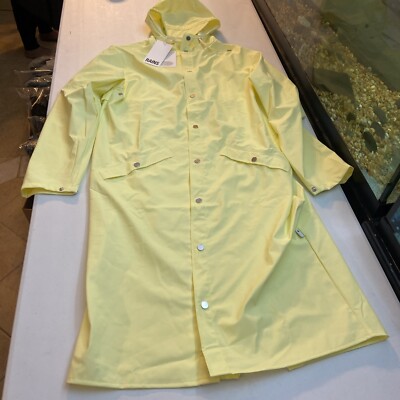 Rains Longer Jacket Coat Medium Yellow Unisex Msrp 140.00