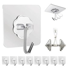 Adhesive Wall Hooks for Hanging Heavy Duty 50 lbs Large Hooks for Walls No