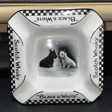 Black & White Scotch Whisky Advertised Ashtray. 13cm Square MADE IN ENGLAND