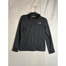 Under Armour Youth Large Black Full Zip Track Jacket Loose Fit Logo 4615-UA
