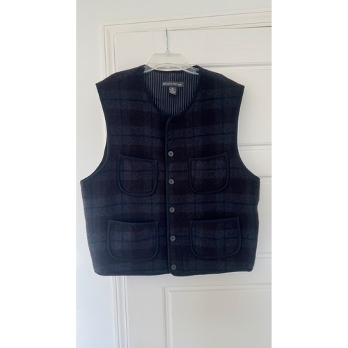 Banana Republic, Banana Republic 1990's Vintage Plaid Wool 4 Pocket Workwear Vest Men's Size L