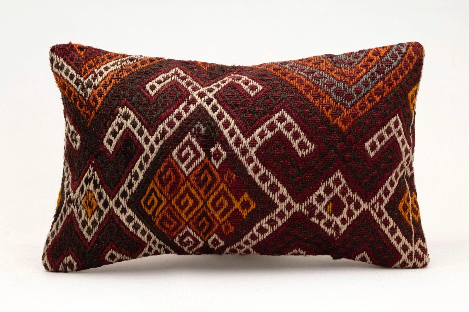 Decorative Pillow Cover, 12x20 in, Turkish Kilim Cushion, Boho Sofa Throw Pillow