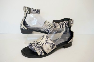 RUSSELL+BROMLEY SCHWARZ+CREMEWEISS SCHLANGENMUSTER LEDER/LEDER GEFÜTTERT SANDALEN UK6