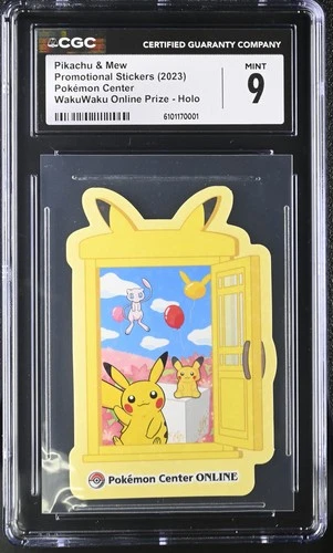 2023 CGC 9 Graded Pokemon Pikachu & Mew Wakuwaku Online Prize Holo