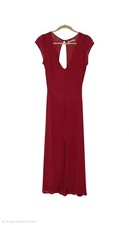 Reformation Gavin Dress Red Crepe Open Cutout Back High Slit Midi Maxi Size 6