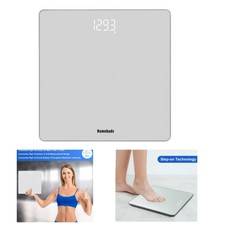 Elegant Silver Bathroom Scale with LED Display, Precision 0.1lb, 400lb Capacity