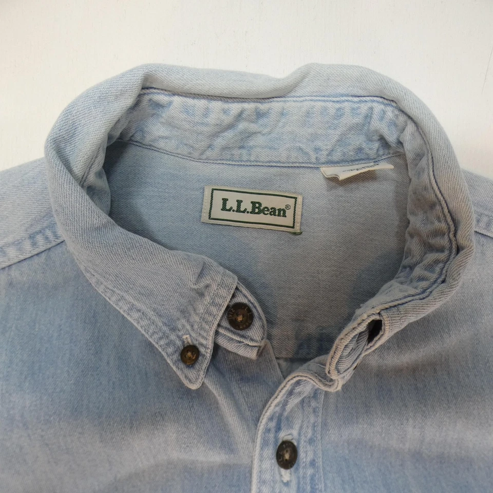 Camisa vaquera vintage LL Bean para hombre XLT XL alta azul abotonada vaquero occidental años 90 Foto 3 de 4