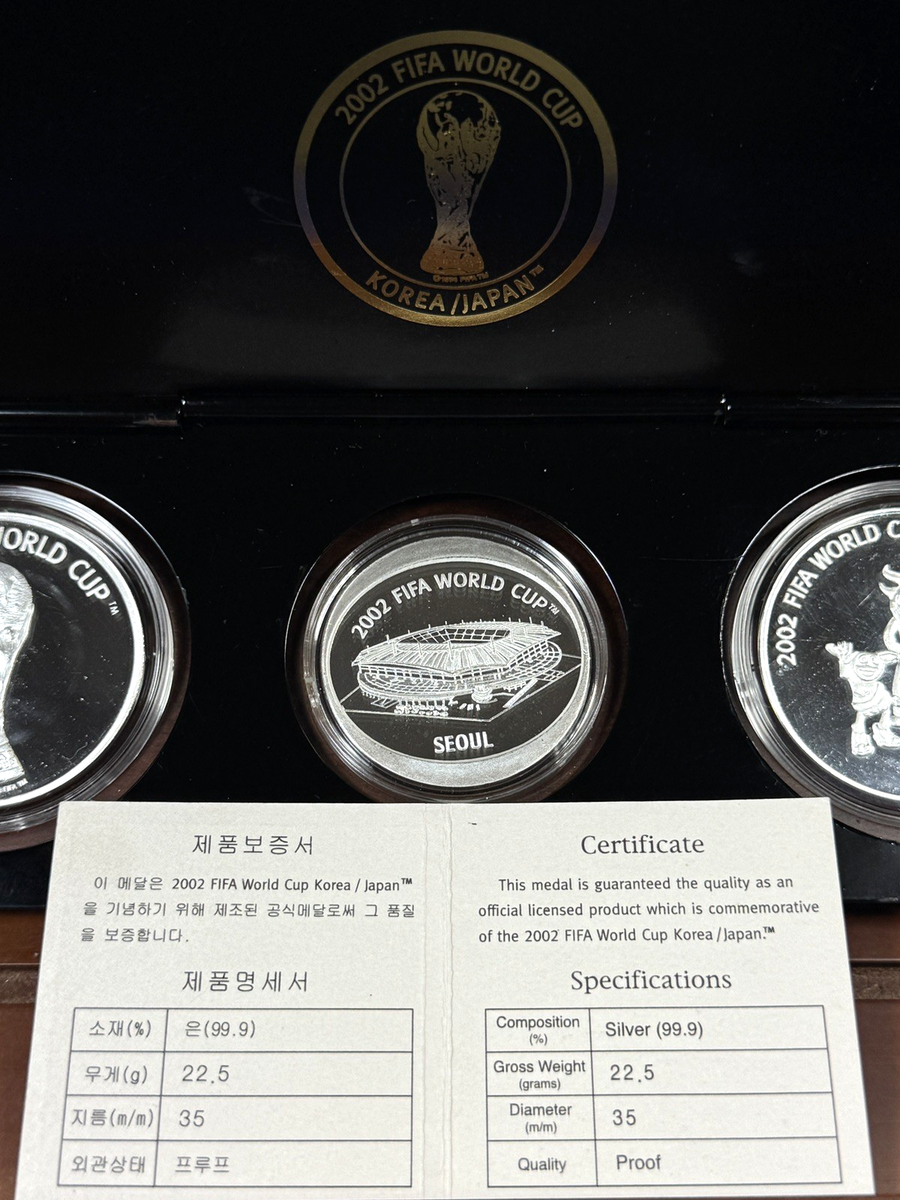 2002 FIFA World Cup KOREA-JAPAN Silver Proof Medal 3pc Set