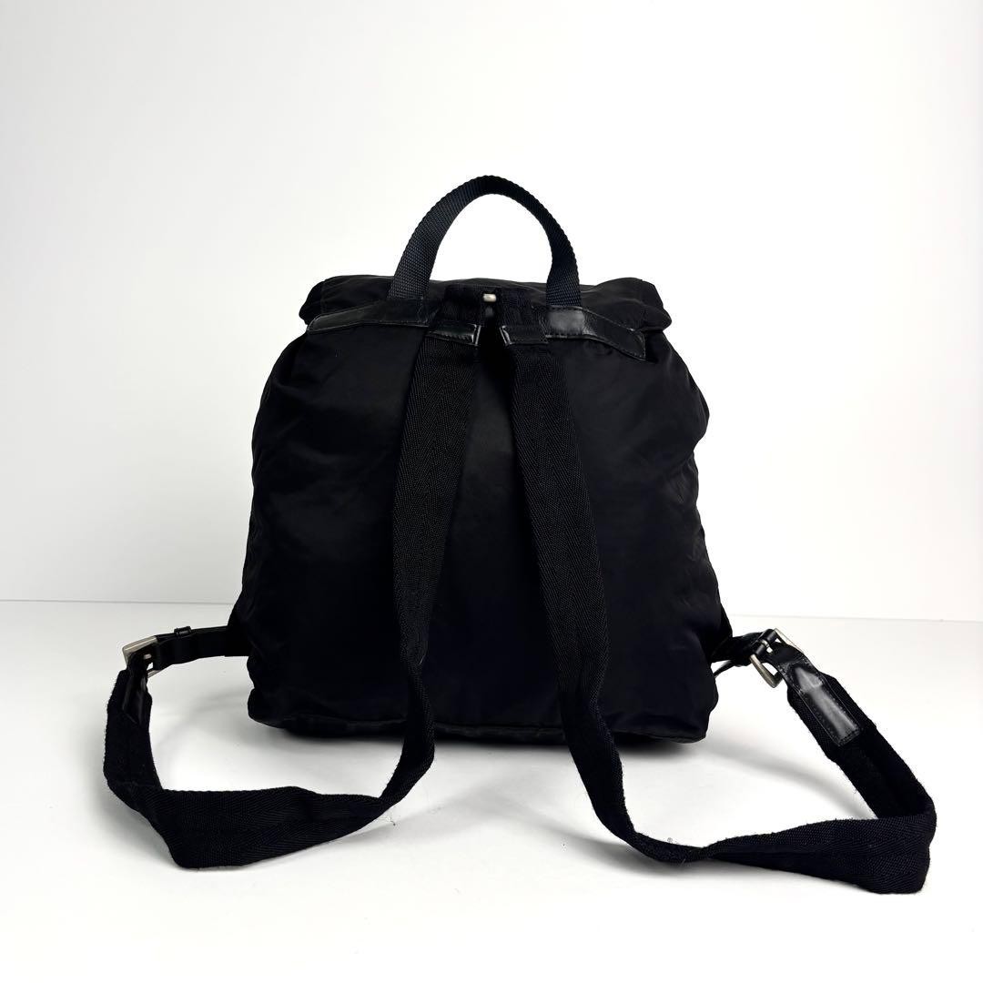 PRADA Backpack Triangle Logo Drawstring Nylon Bla… - image 3