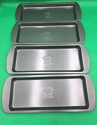 (4) Old Home Kitchen Easy Shallow Specialty Loaf Baking Pans 10x4x1