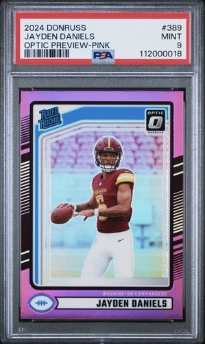 2024 Panini Donruss Jayden Daniels Optic Preview-Pink ROOKIE CARD PSA 9!!💎🔥💎