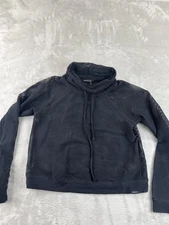 Koral Sweater Womens Medium Black Mesh Cowl Neck Pullover Athleisure Top