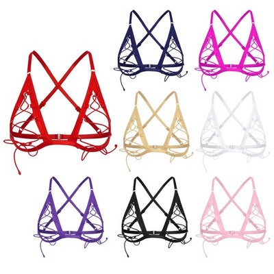 DE Damen Sexy Durchsichtige BH Spitze Sheer Einfarbig Bra Push Up Offene Brust 
