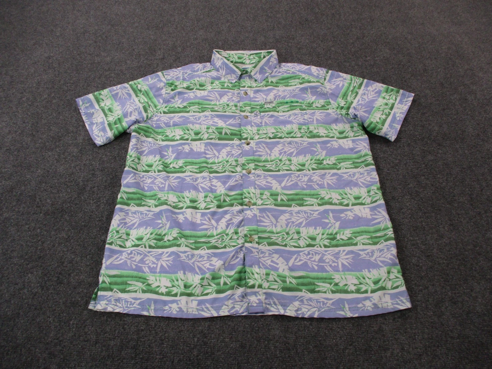 Columbia PFG Shirt Men 1X 2XL Leaf Print PFG Fish Performance Omni Shade Beach