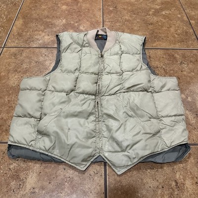 Eddie Bauer Down Vest VTG Goose Downlight Puffer Tan Khaki Mens Large