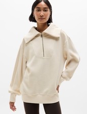 Athleta Ottoman rib 1/4 zip sweatshirt- xxs- bone- nwot