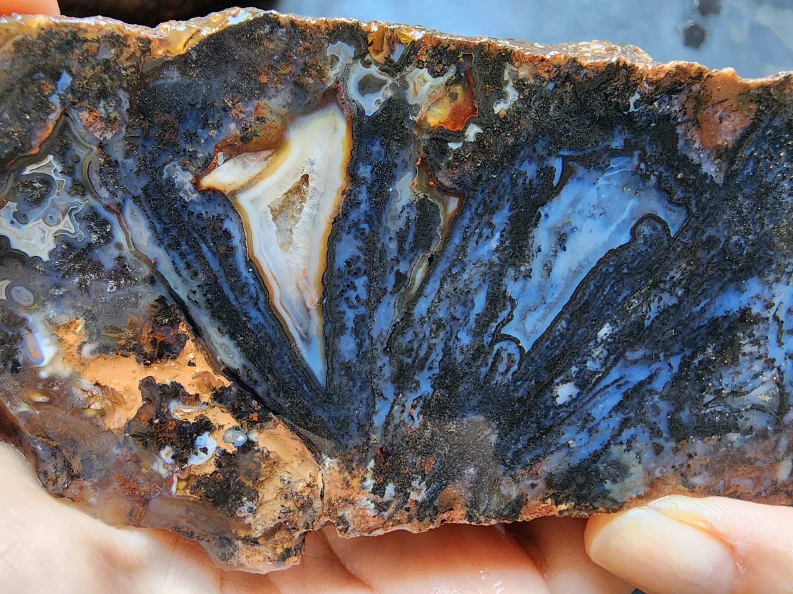 2.2 lbs (1 kg) Blue Agate Pair, Dendritic Agate Rough, Blue Rocks, Blue Stone