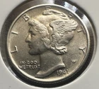 1941 S Mercury Dime San Francisco Mint 90% Silver BU Condition Full Split Bands