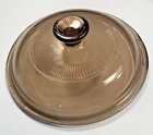Pyrex Corning Ware Visions V-1-C  Ribbed Amber Round Raised Dimple Lid 6 3/8