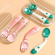 Toddler Utensils, Self-feeding Flatware Set withTravel Case, Baby