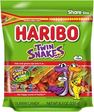 Gummi Candy, Twin Snakes Sweet & Sour Gummy Candy, 8.3 Ounce Resealable Share Si