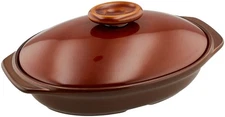 Santo Banko Ware Grill Pan, Brown, With Lid, 15676_