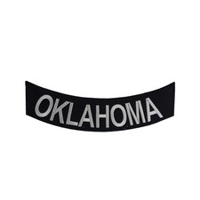 OKLAHOMA Rocker Patch - 11" x 2.25" Large Black & Silver Biker Vest Jacket DIY