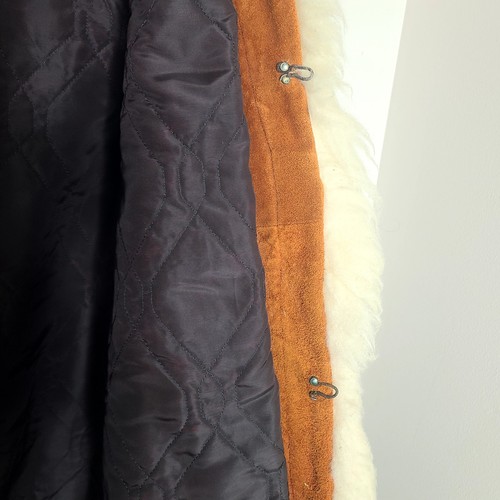 Vintage 70s Penny Lane Suede And Shearling Coat Rust Retro Mod - Picture 10 of 10
