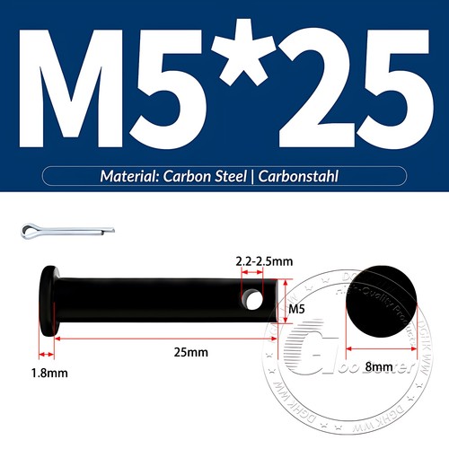 Pasador de horquilla negro pasador de bisagra pasador de retención pasador de aparejo métrico de acero al carbono M4-M30 - Imagen 22 de 201