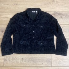 Chicos Magic Palamino Velvet Jacket Black Paisley Moody Whimsigoth Boho