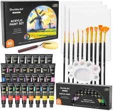 Shuttle Art 46 Pack Acrylic Paint Set, 30 Colors 46 Piece 30 