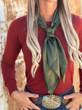 Wild Rag Scarf Cowboy Scarves Buckaroo Bandana Cowgirl Olive Solid
