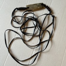 Boho OS Black Leather Rope String Tie Belt Horn Details Long 90"  