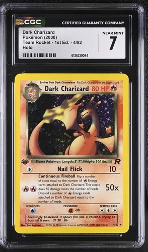 CGC 7 Dark Charizard 4/82 Holo Team Rocket 1st Edition Pokemon Card