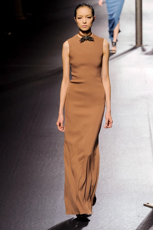 Vintage Lanvin Spring 2011 Maxi Column Evening Dress Gown S Runway Alber Elbaz - Image 2 of 4