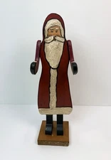 Primitive Folk Art Wood Santa Handmade Rustic Christmas Décor