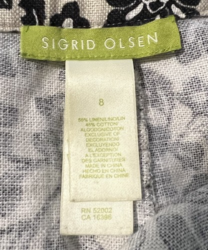 Sigrid Olsen Skirt 8 Black&Beige Floral Linen Blend Cowgirl Fairygothic Festival - Picture 12 of 20