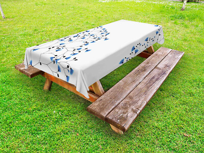 Vintage Blue Outdoor Tischdecke Anemone Blanda Garten Stoff Digitaldruck 