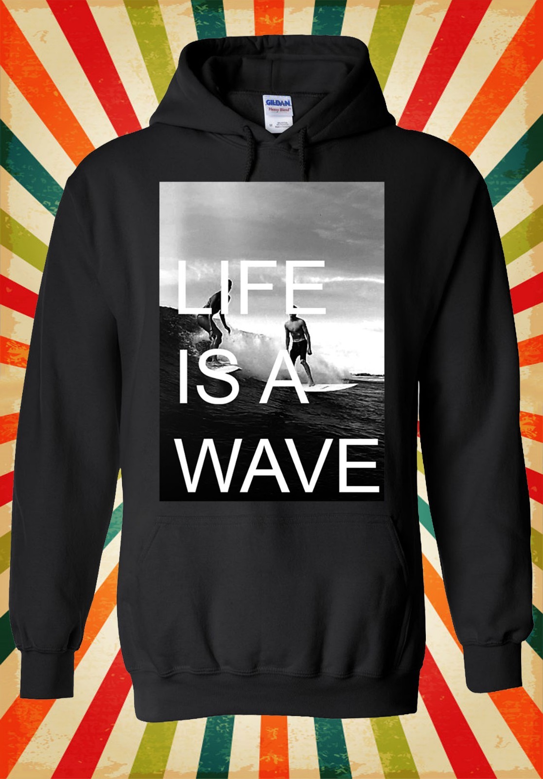 Life is a Wave Surfing Surfer Stack Hombres Mujeres Unisex Top Sudadera con Capucha Sudadera 746