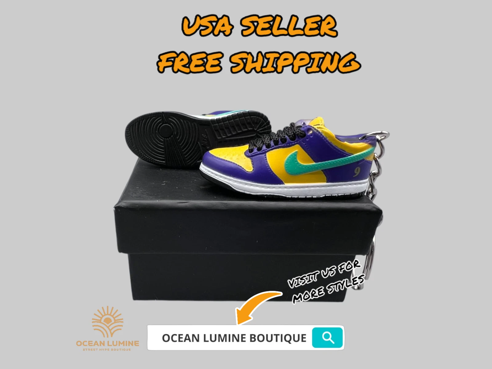 SB Dunk Low Mini Porte clés Baskets 3D, Baskets Basketball Boîte de Collection Options