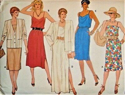 VTG Butterick #6442 Strappy Dress & Boxy Jacket Size 6,8,10 Sewing Pattern