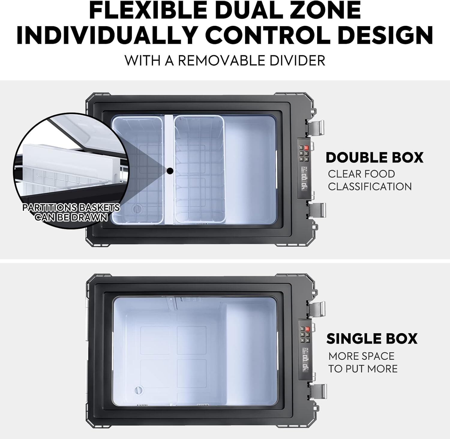 ICECO APL55 Dual Zone Portable Refrigerator Freezer Bluetooth Controlled for Car